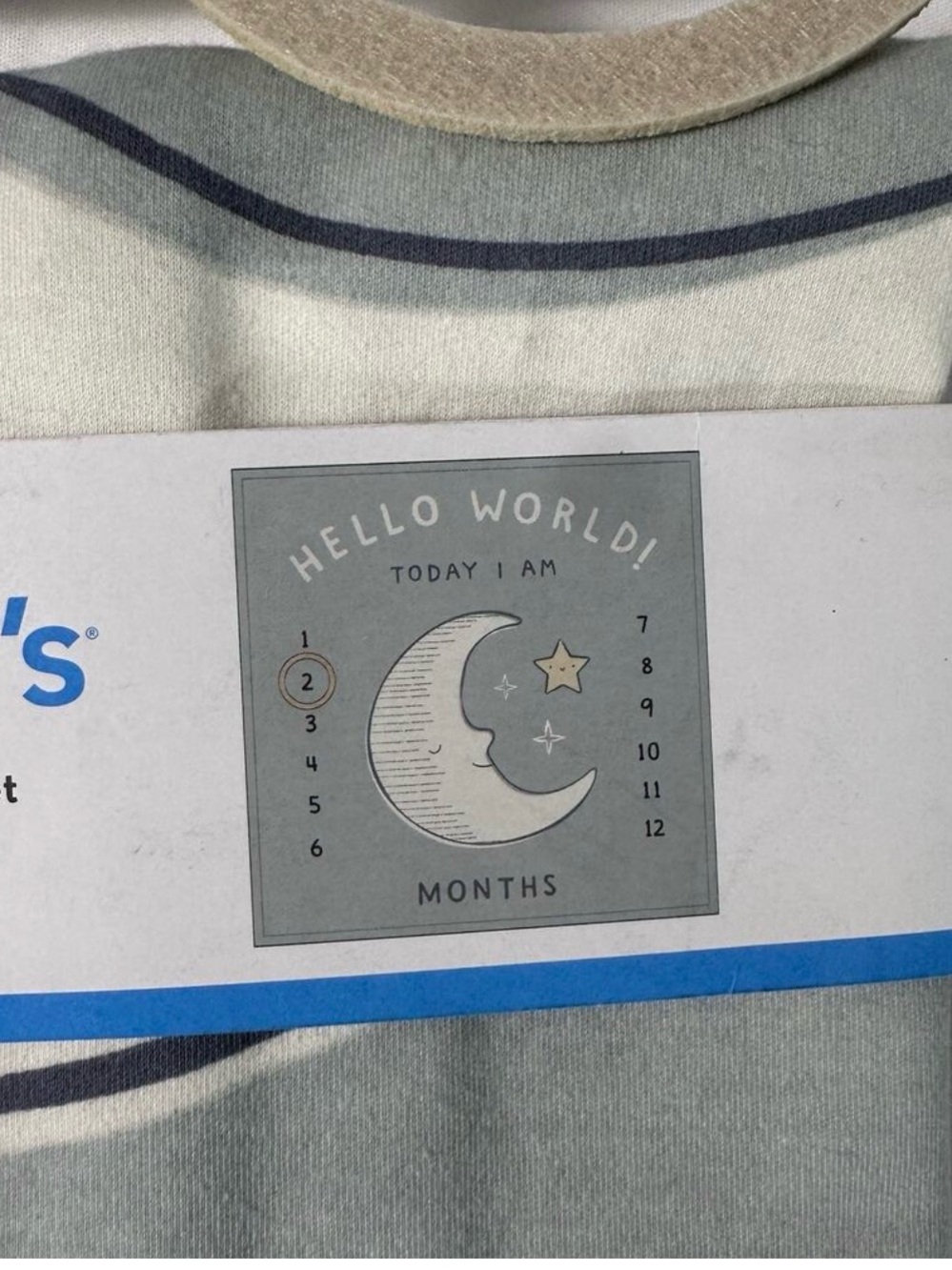 NWOT Carter's Milestone Blanket w/ Felt Frame "Hello World" Baby Age Blanket